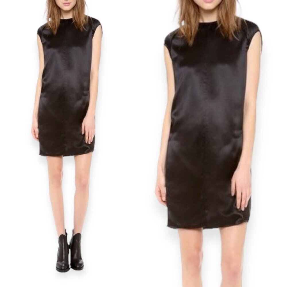 ACNE‎ STUDIOS Teddi Black Silk Satin Dress, Size 38EU